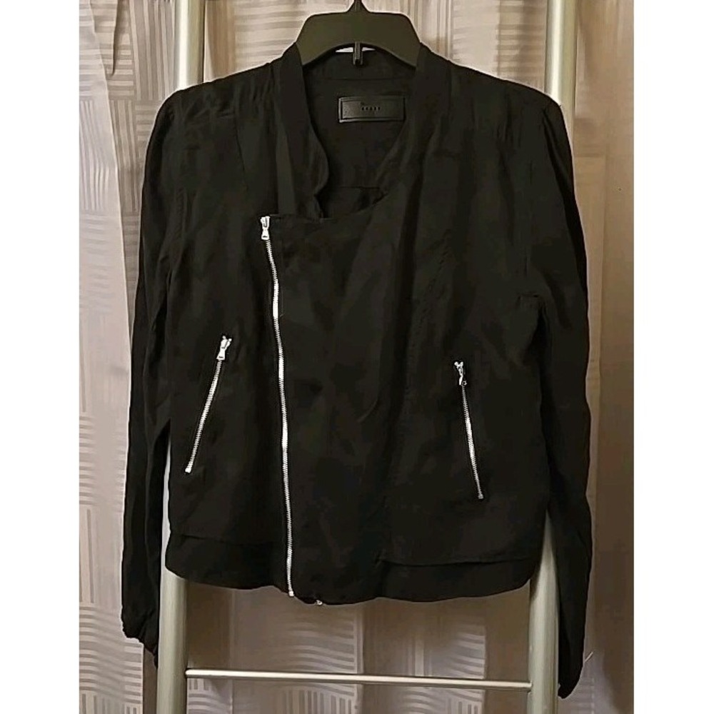 Blank NYC Faux Suede Drape Front Blazer Size Extra-Small Black‎ Moto Zip Jacket